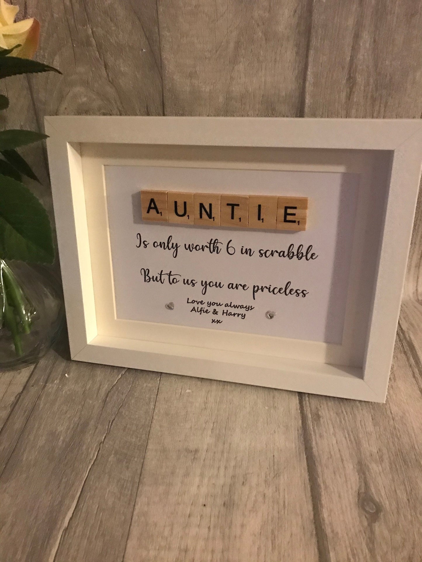 Auntie scrabble frame gift , gift for Aunty , personalised auntie gift, Mother’s Day gift.Birthday gift
