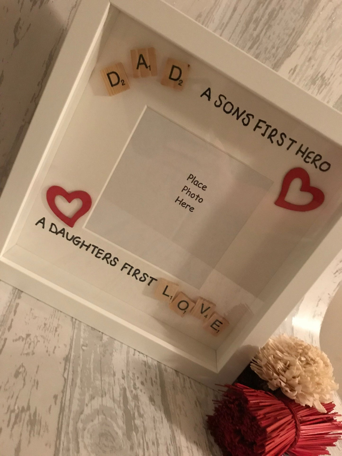 Personalised gift for dad, Daddy Scrabble box Frame, Father’s Day Gift, Personalised Scrabble Frame, A sons first hero