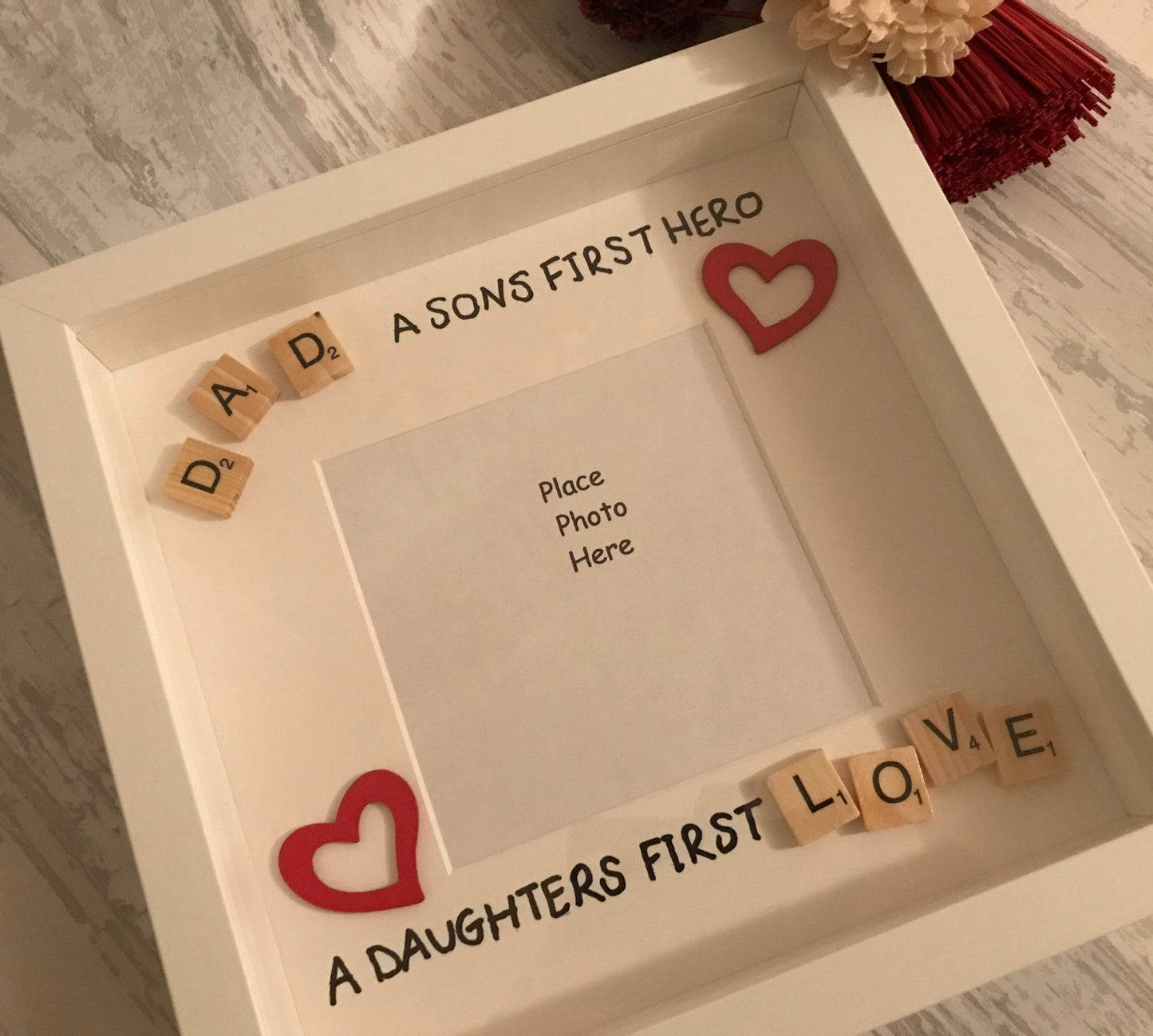 Personalised gift for dad, Daddy Scrabble box Frame, Father’s Day Gift, Personalised Scrabble Frame, A sons first hero