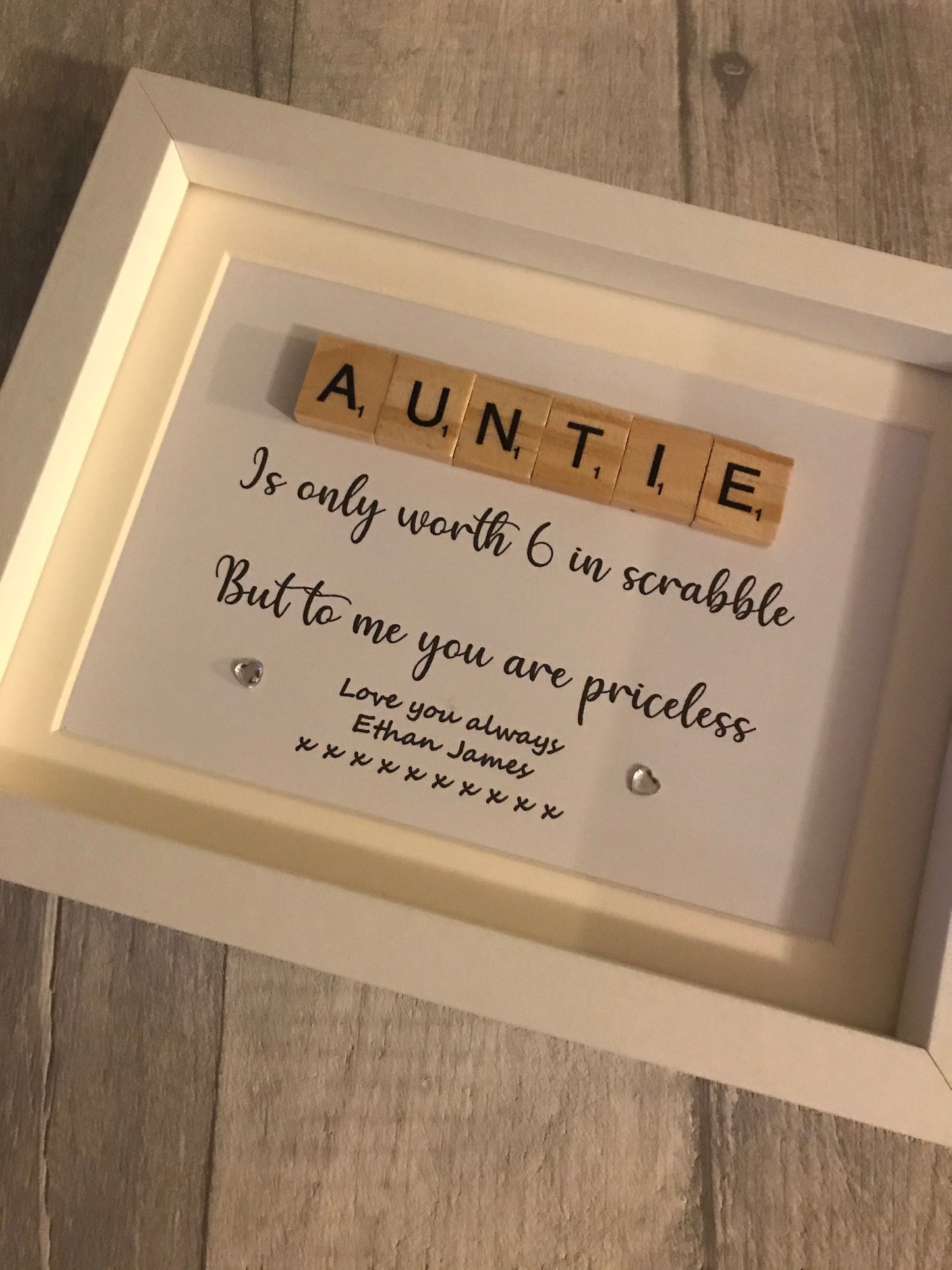Auntie scrabble frame gift , gift for Aunty , personalised auntie gift, Mother’s Day gift.Birthday gift
