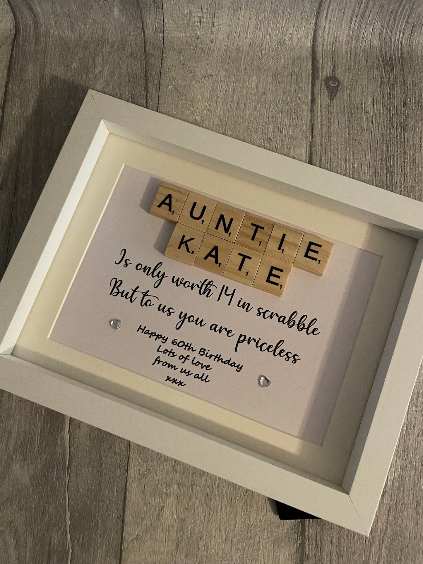 Auntie scrabble frame gift , gift for Aunty , personalised auntie gift, Mother’s Day gift.Birthday gift
