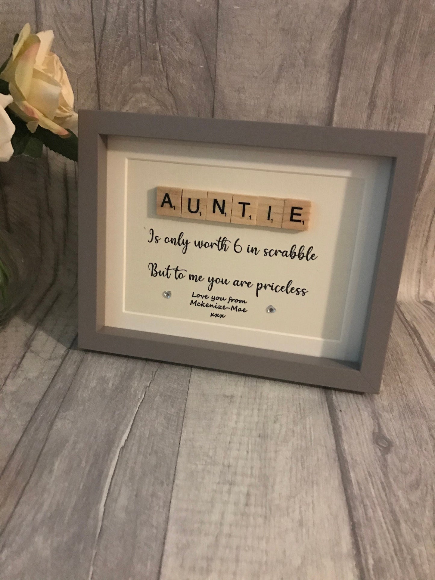 Auntie scrabble frame gift , gift for Aunty , personalised auntie gift, Mother’s Day gift.Birthday gift