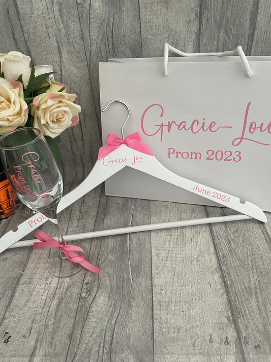 Personalised prom dress hanger, personalised prom glass-prom gift bag prom night-prom keepsake -prom 2023-prom gift- prom dress