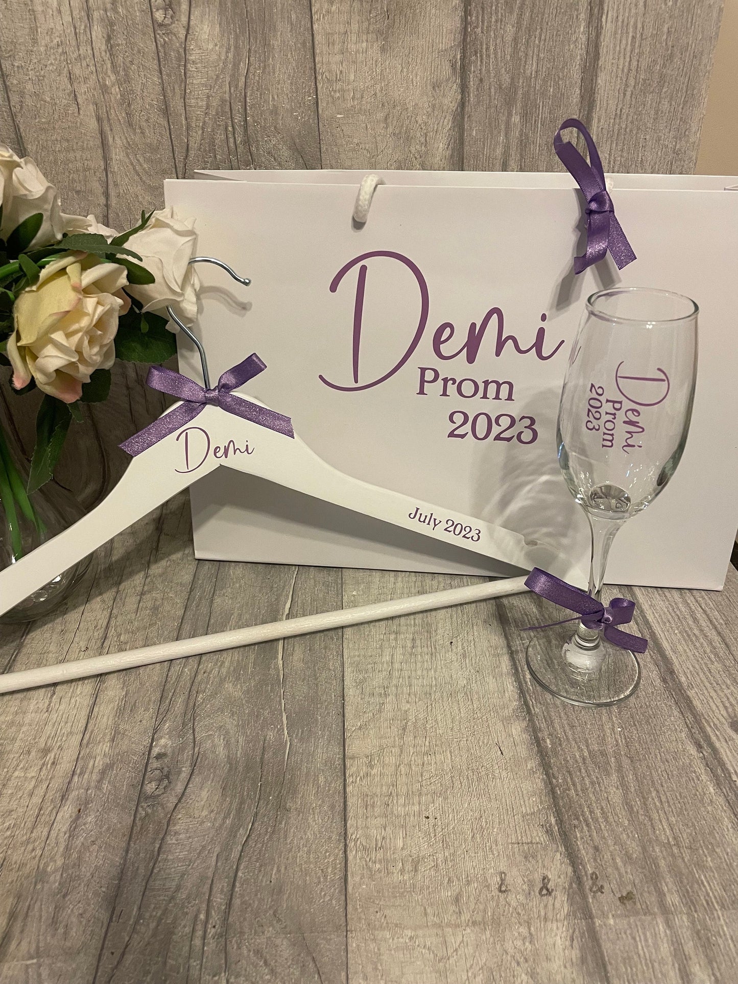Personalised prom dress hanger, personalised prom glass-prom gift bag prom night-prom keepsake -prom 2023-prom gift- prom dress