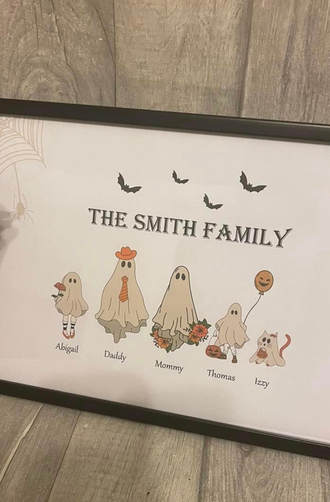 Personalised family ghost print, Halloween ghost frame, family frame