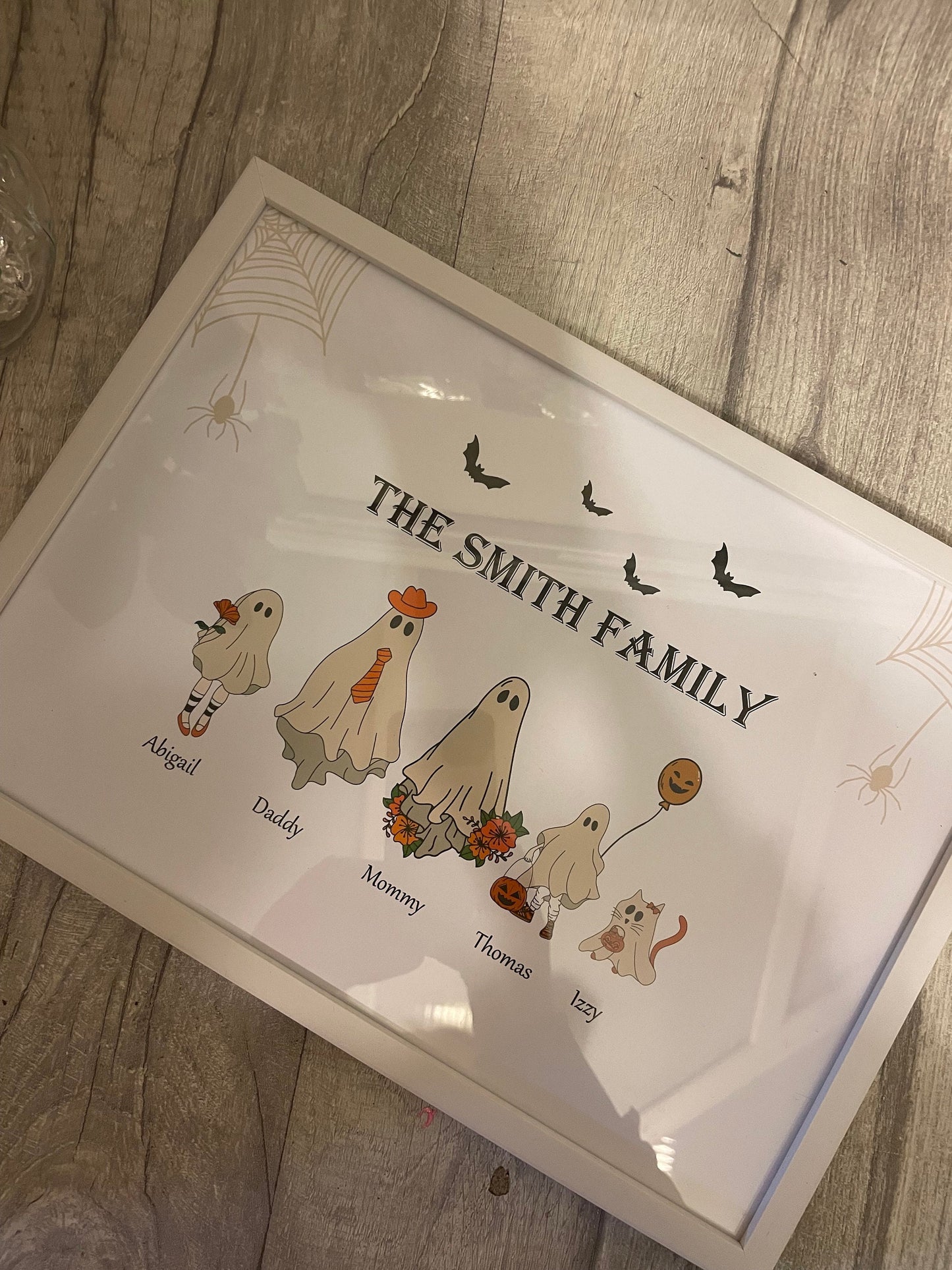 Personalised family ghost print, Halloween ghost frame, family frame