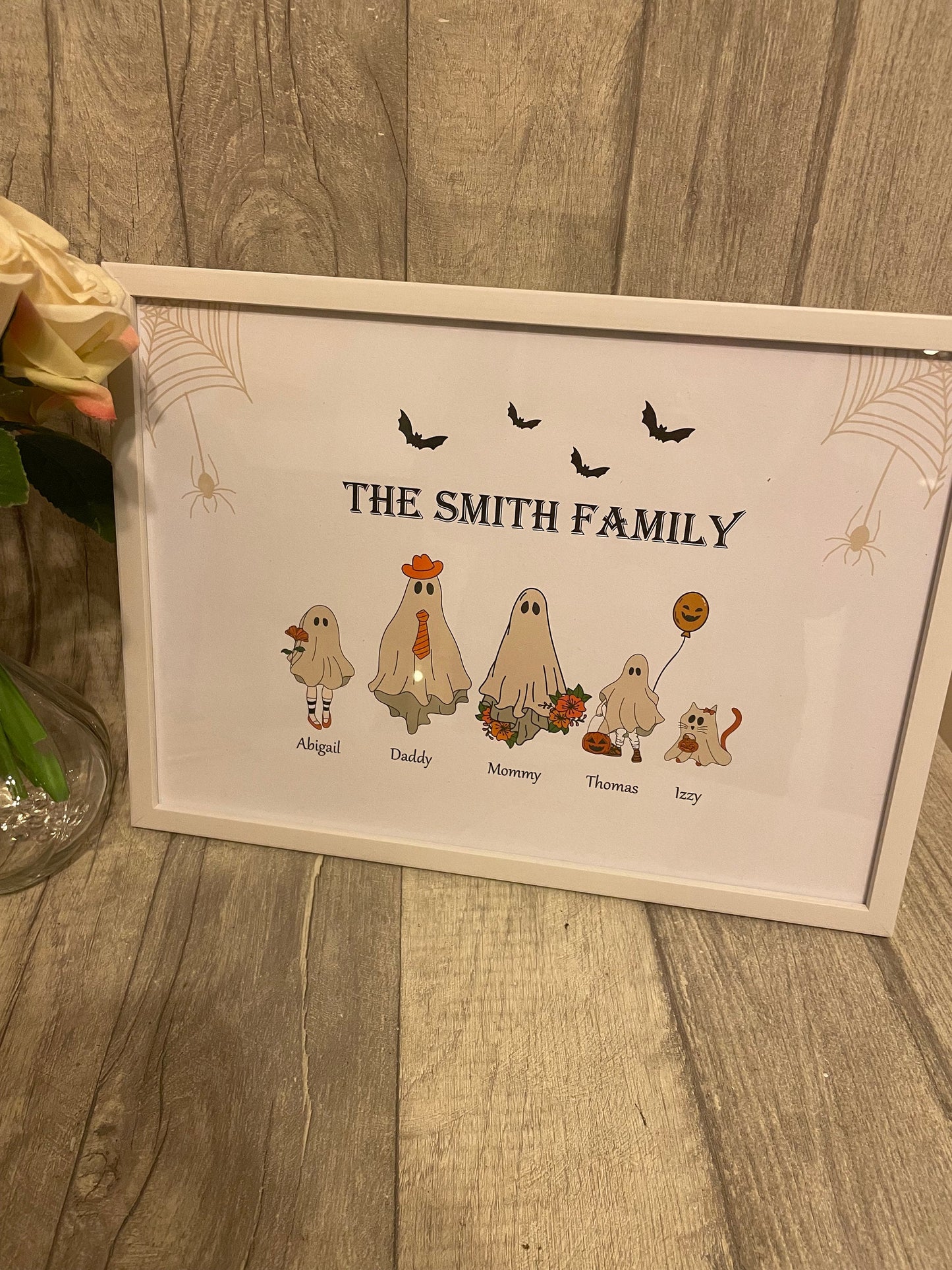 Personalised family ghost print, Halloween ghost frame, family frame