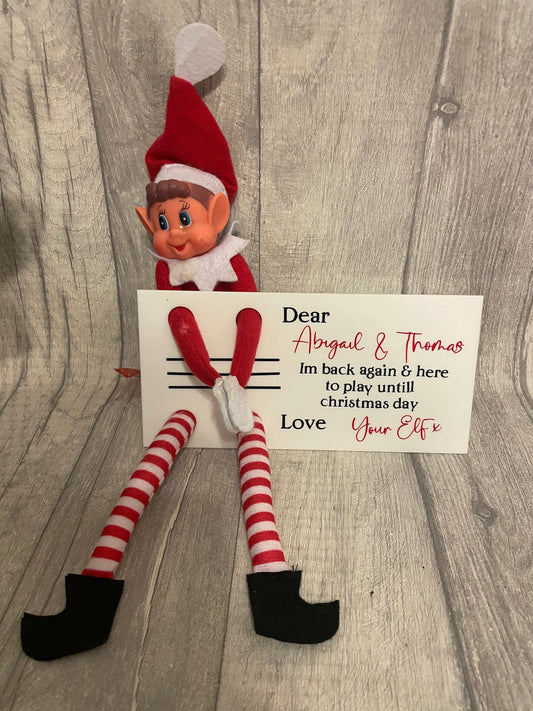 Elf arrival postcard, Elf Arrival Announcement, I’m  Back, Special Elf Delivery.