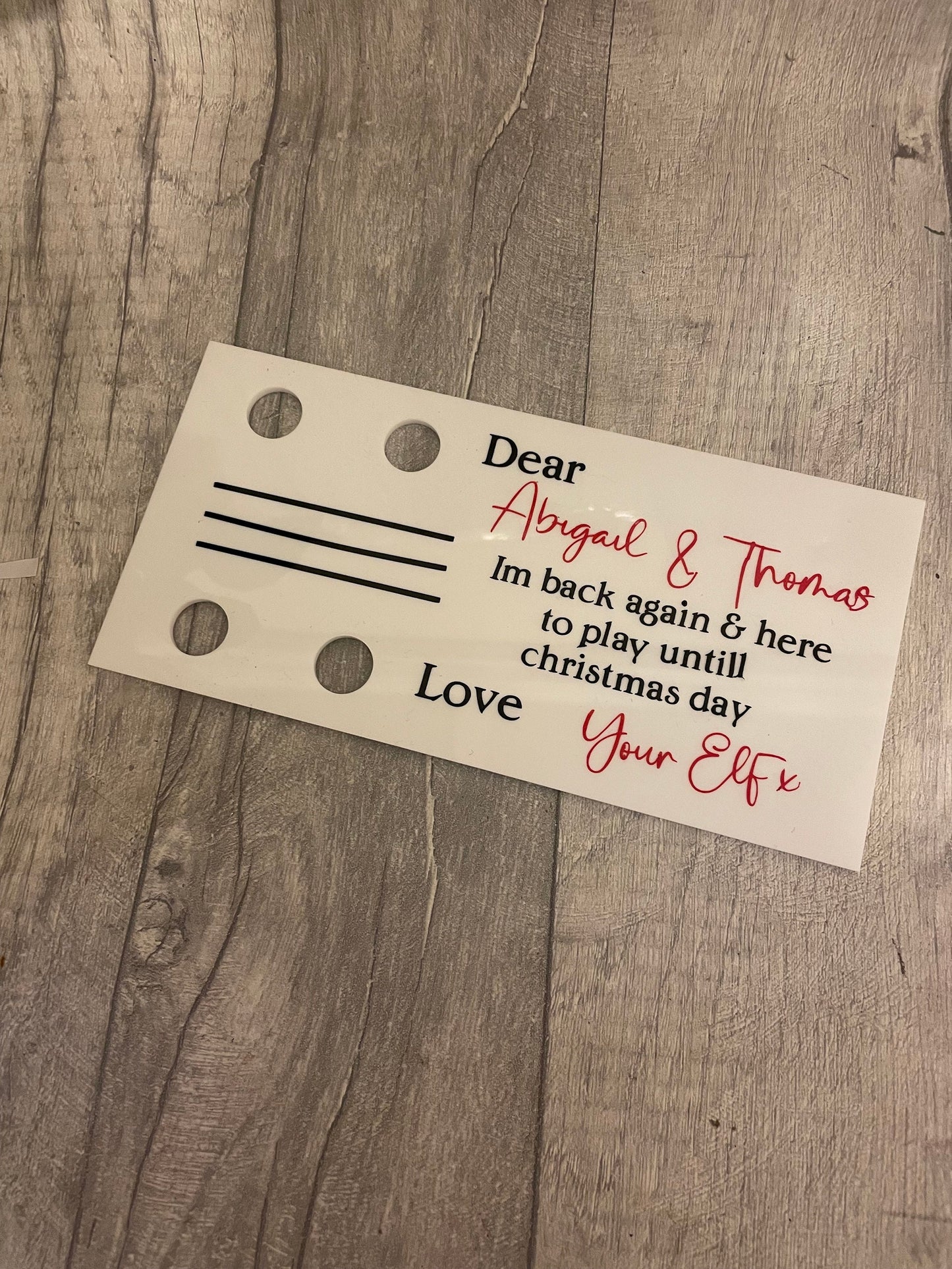 Elf arrival postcard, Elf Arrival Announcement, I’m  Back, Special Elf Delivery.