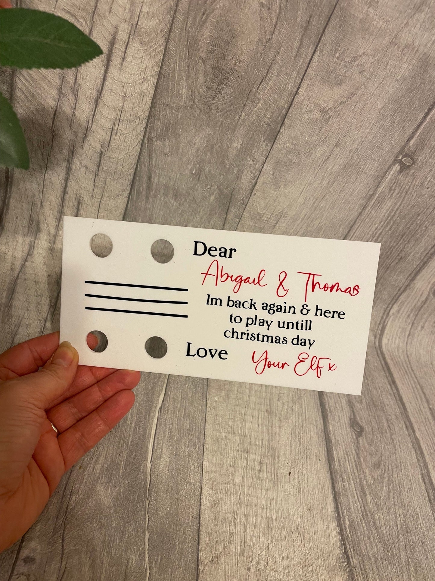 Elf arrival postcard, Elf Arrival Announcement, I’m  Back, Special Elf Delivery.