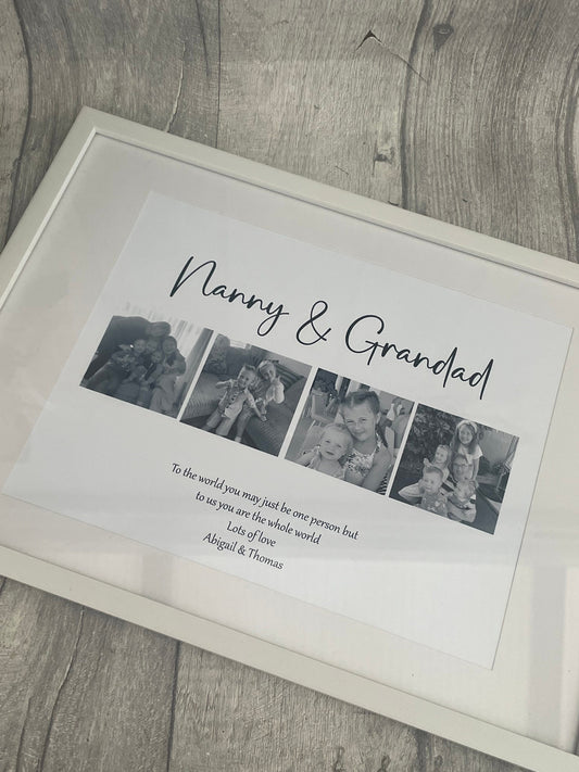 Personalised Nanny & Grandad Frame, Grandparents Gift, Family print