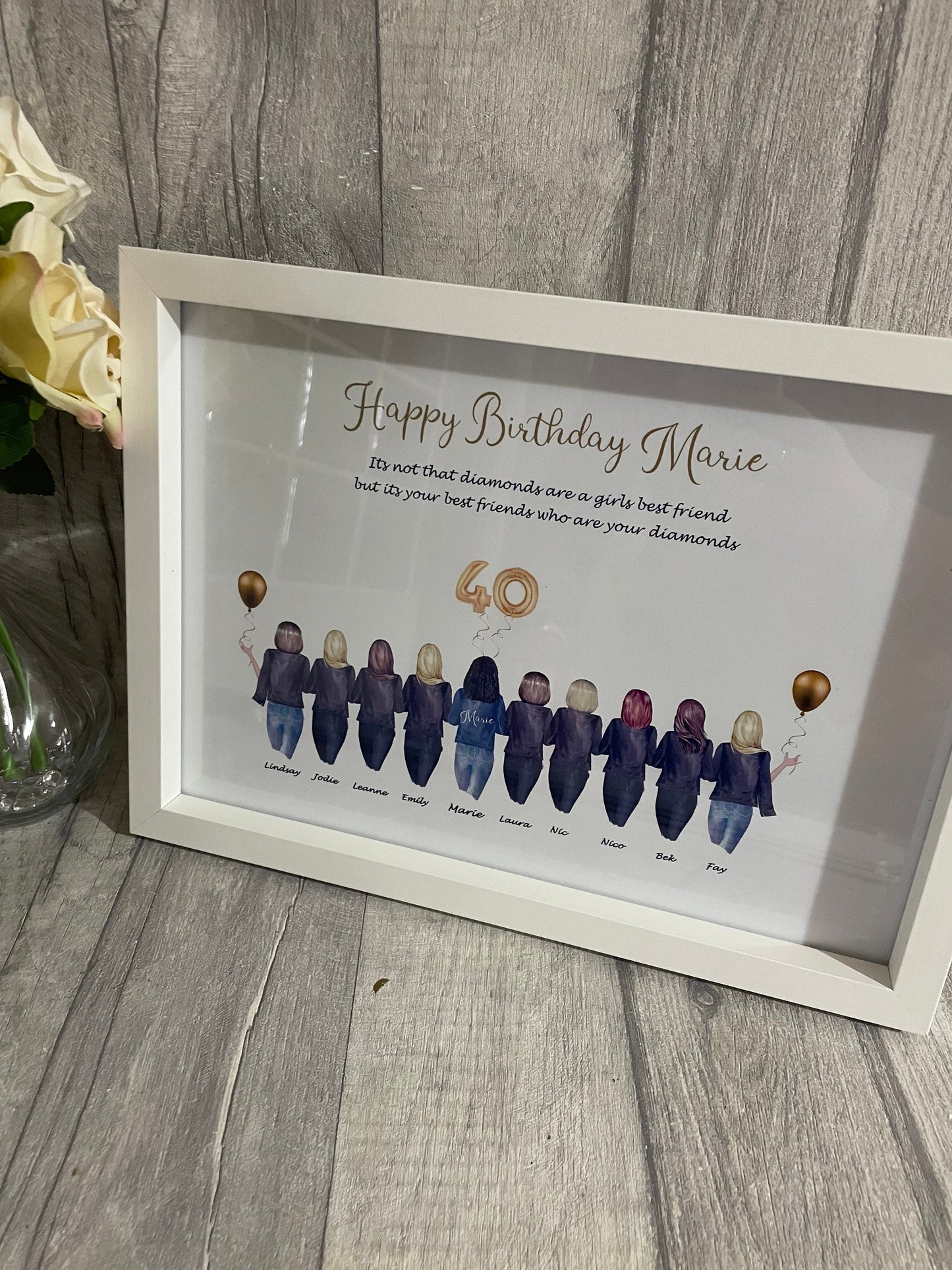 Best friends print, Best friend leather jacket print, best friend group frame