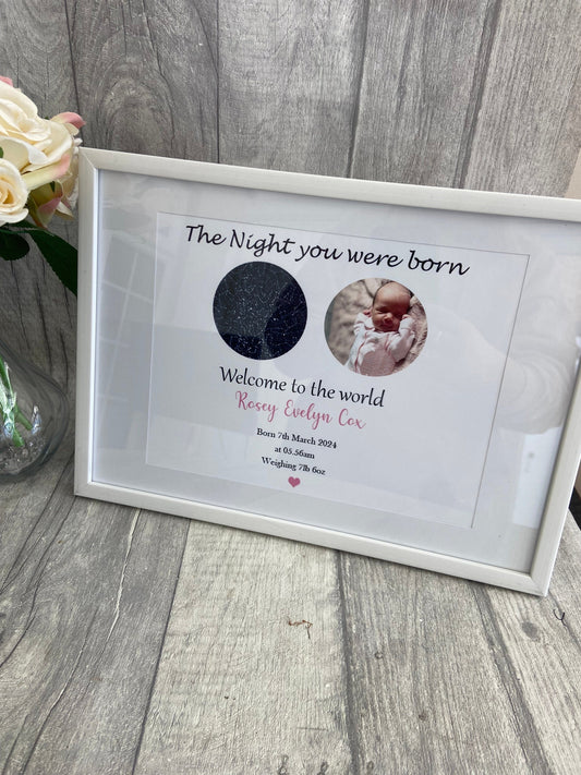 Welcome to the world | Custom Star Map & Photo | Personalised Print | Custom Night Sky | Poster | Day You Were Born| New baby gift