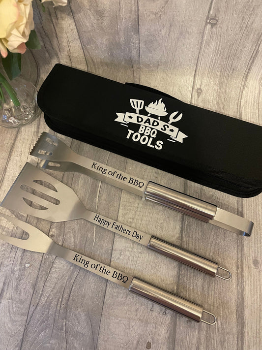 Personalised BBQ tools with carry case, Father’s Day gift, Gift for Daddy , Grill Master