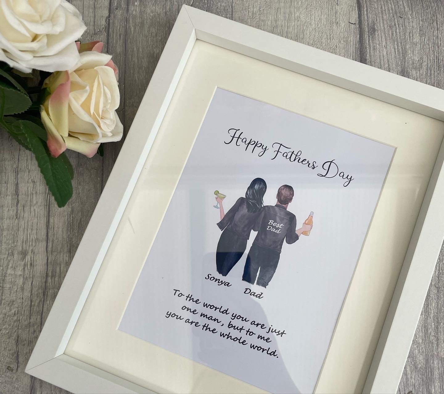 Personalised Father’s Day gift, leather jacket print, Daddy and me, Daddy daughter print.