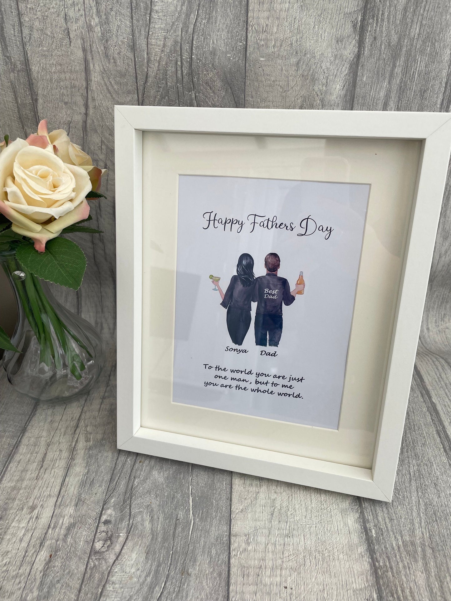 Personalised Father’s Day gift, leather jacket print, Daddy and me, Daddy daughter print.