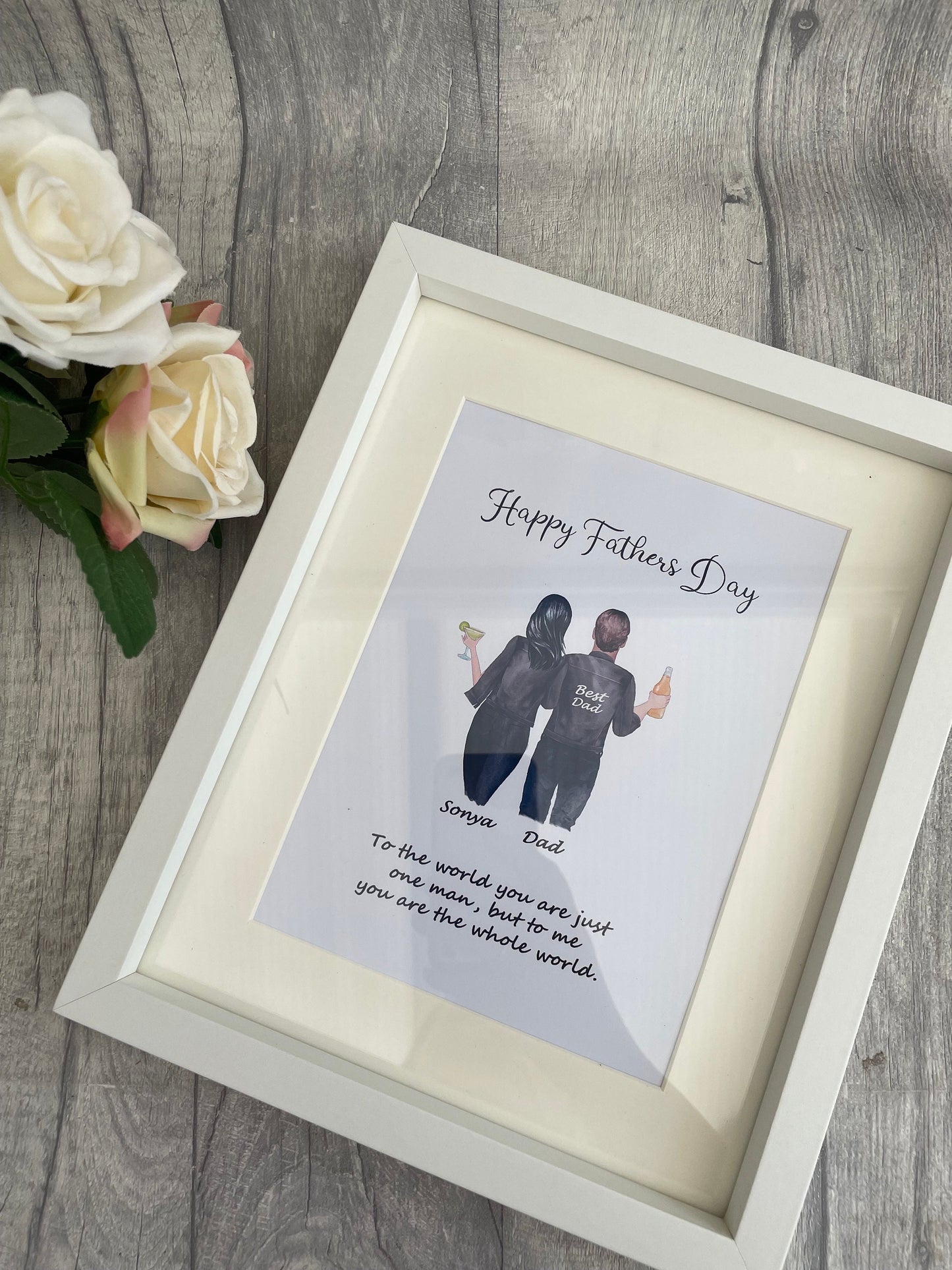 Personalised Father’s Day gift, leather jacket print, Daddy and me, Daddy daughter print.