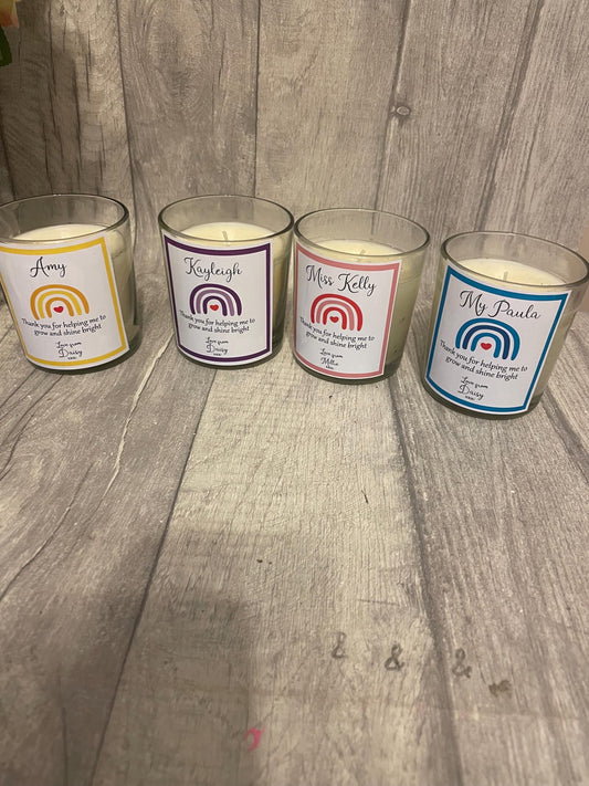 Personalised teacher candle, candler for teacher , teacher thank you gift