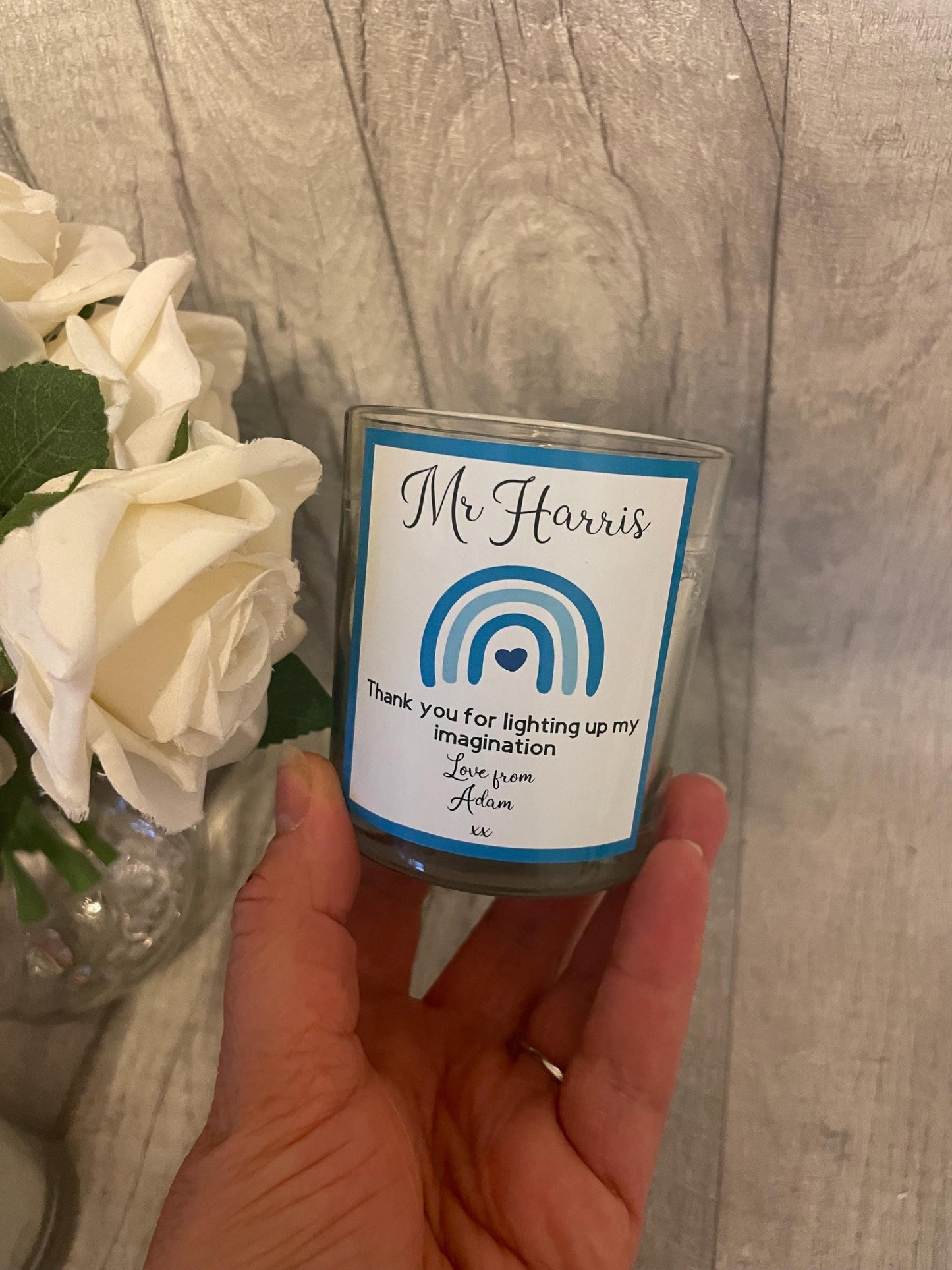 Personalised teacher candle, candler for teacher , teacher thank you gift