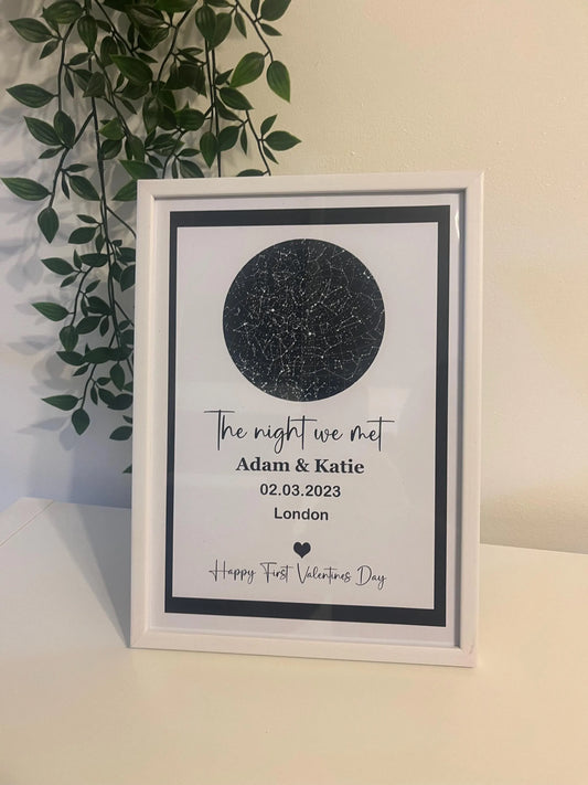 Valentines Day Gift  | Custom Star Map & Photo | Personalised Print | Custom Night Sky | Poster | The Night we met | Night Sky Frame