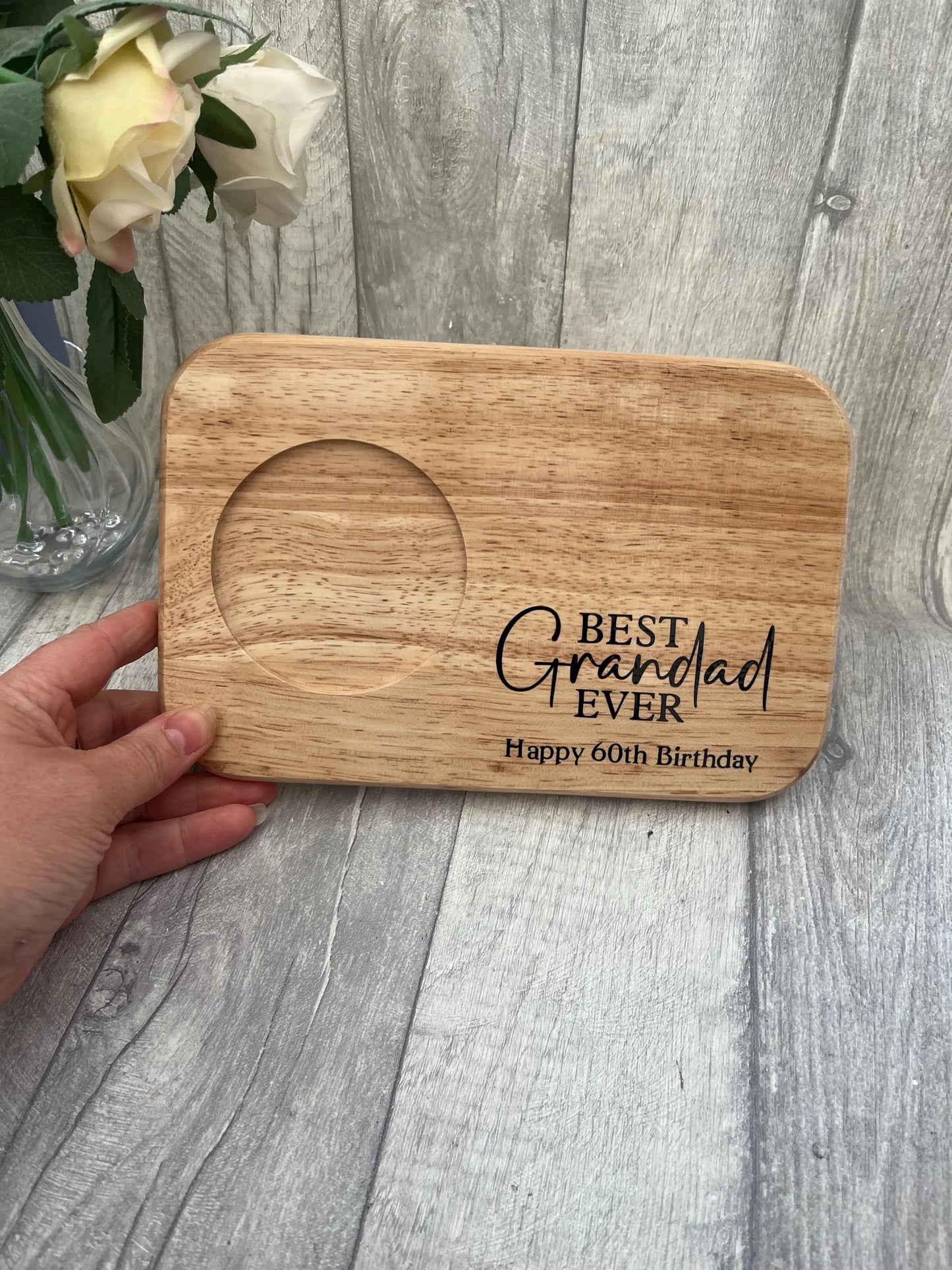Grandad's Tea & Biscuits Tray, Personalised Tea Serving Board, Wooden Drink Tray, Gift for Grandad, Grandads Drink, Father’s Day Gift