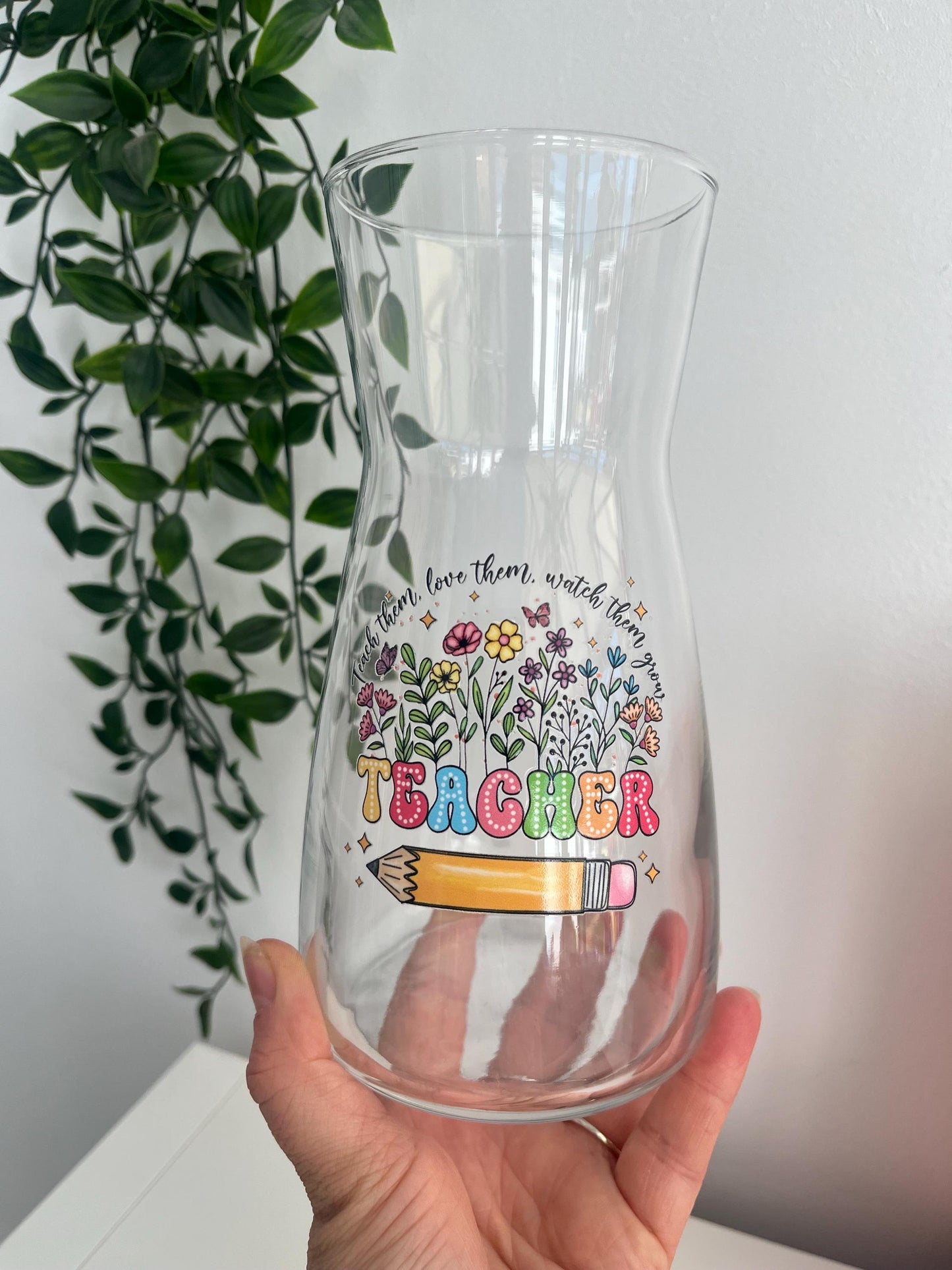 Personalised vase for teacher / Appreciation gift, Gift for teacher, flower vase, glass vase, birthday gift, personalised gift