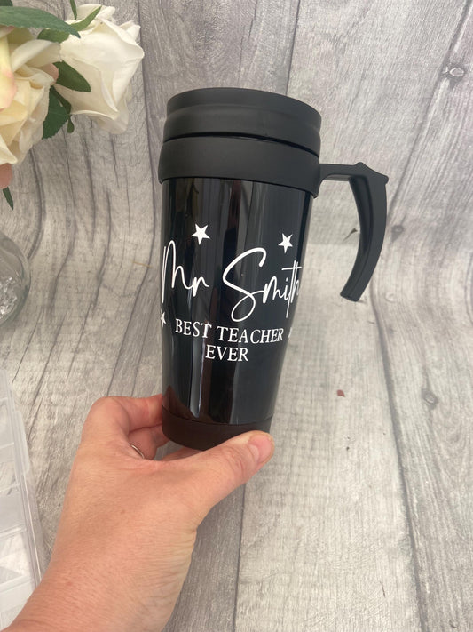Personalised Stainless Steel Coffee Travel Mug , Thermal Thermos,  Tea Drinker,  Mother,  Fathers Day Christmas Gifts Presents, Teacher Gift