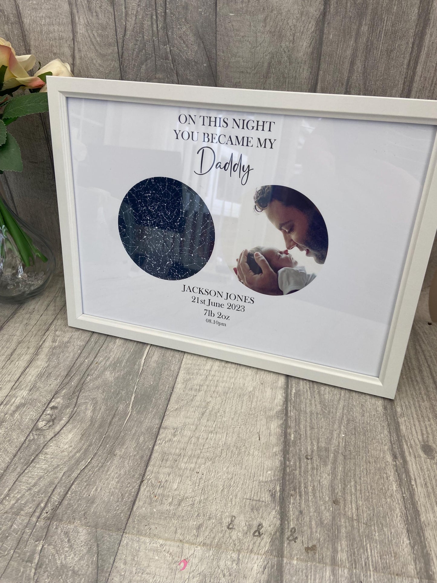Father’s Day gift | Custom Star Map & Photo | Personalised Print | Custom Night Sky | Poster | Day You Were Born| Birthday Gift