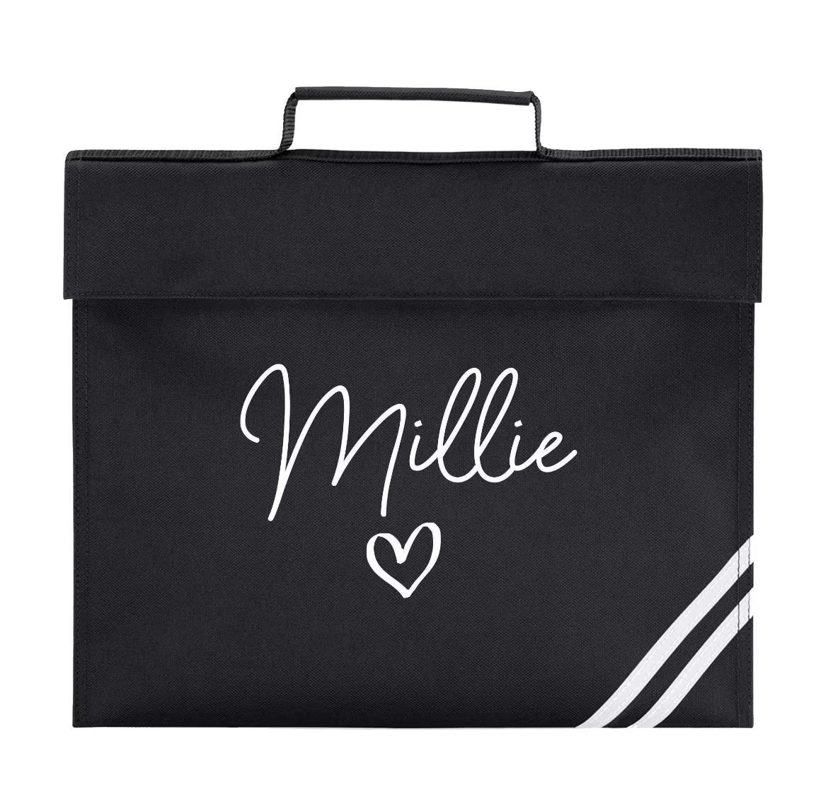 School Book Bag | Heart | Back to School | Personalised Bookbag | Girls | Boys | School Bag with Name | Choice of Colours..