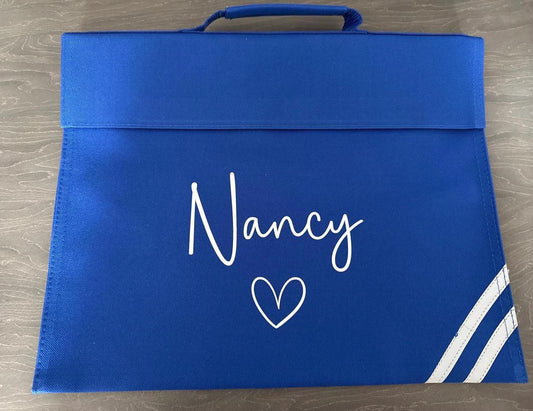 School Book Bag | Heart | Back to School | Personalised Bookbag | Girls | Boys | School Bag with Name | Choice of Colours..