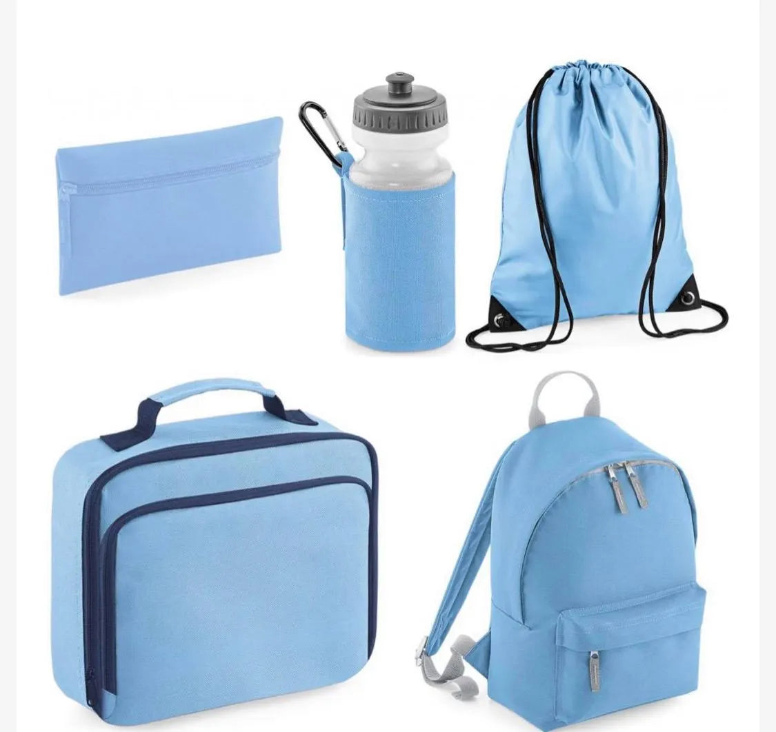 Personalised Backpack, Kids Boys Girls Initial Name, Lunch Bag, Water Bottle and Pencil Case, PE Bag School Bag, Back To School bag set