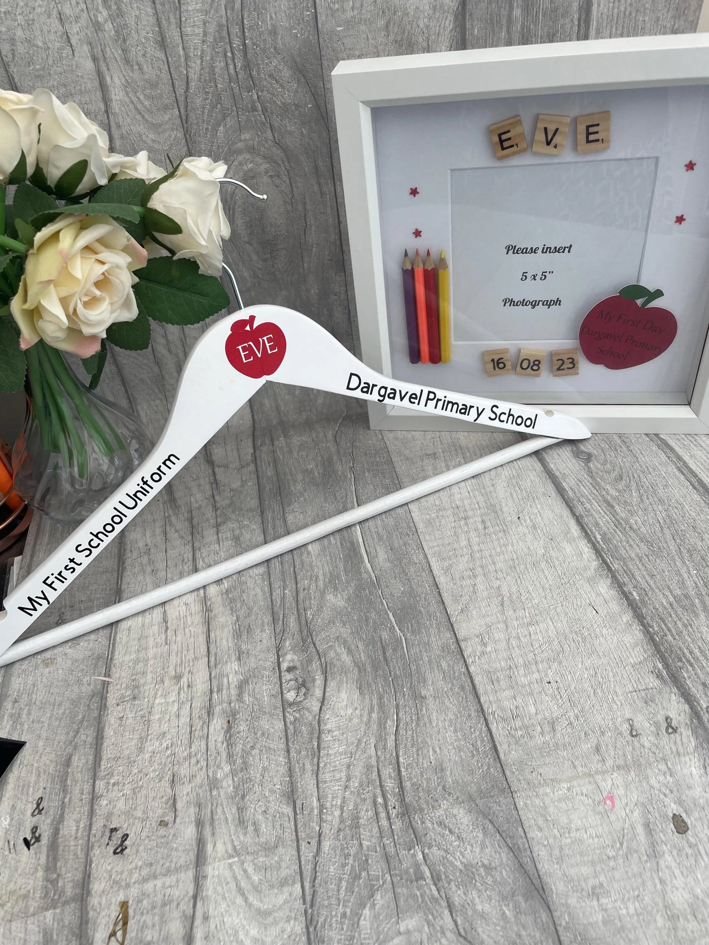 Personalised school hanger, first uniform hangers, back to school clothes hanger