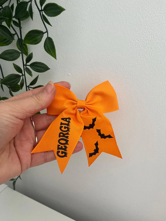 Personalised Halloween bow, Orange bow, Hair bow, Hair grip