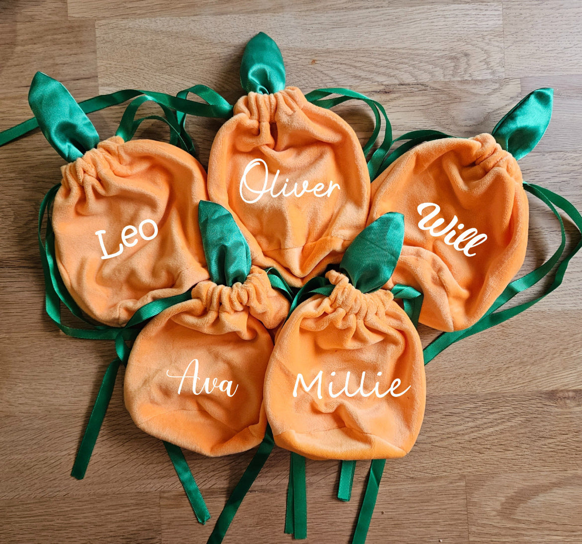 Personalised Halloween pumpkin bag, velvet pouch, velvet bags, sweet bag