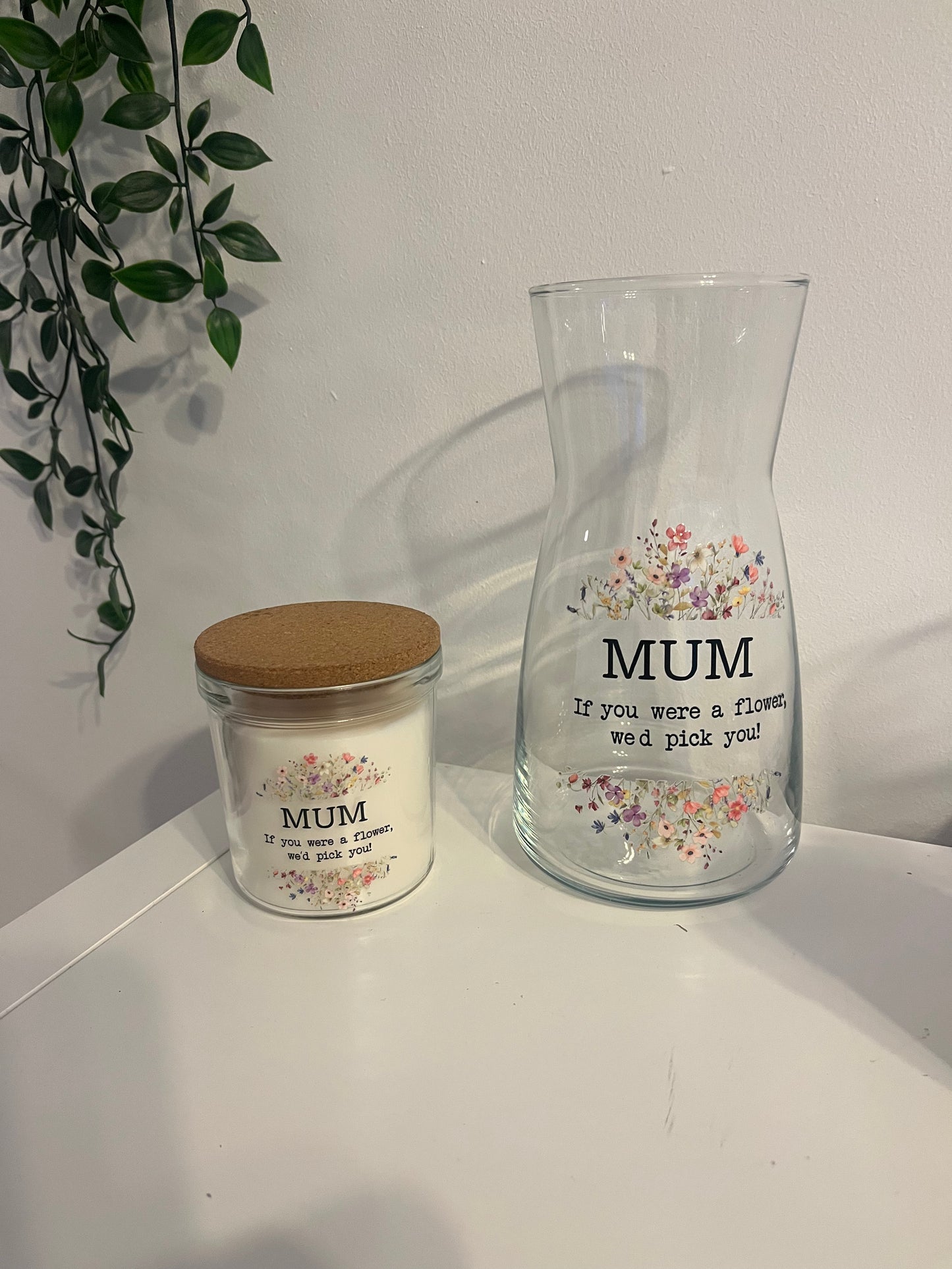 Personalised vase and candle set for mom, gift for Nan , flower vase, glass vase, candle,  birthday gift, personalised gift, Mother’s Day gift (Copy) (Copy)