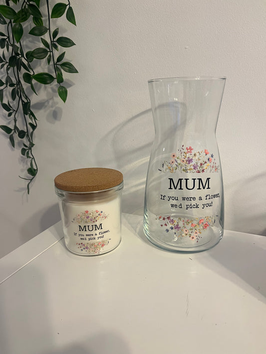Personalised vase and candle set for mom, gift for Nan , flower vase, glass vase, candle,  birthday gift, personalised gift, Mother’s Day gift (Copy) (Copy)