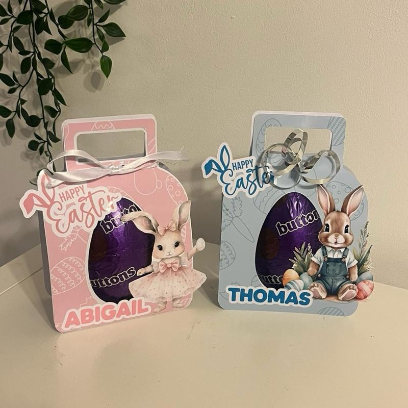 Personalised Easter Bunny Egg Holder | Custom Name Easter Gift | Kids Easter Basket Filler | Handmade Custom Character Theme | Kid Treat Box