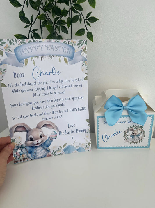 Personalised Easter Treat Box set,Eatser certificate, easter treats