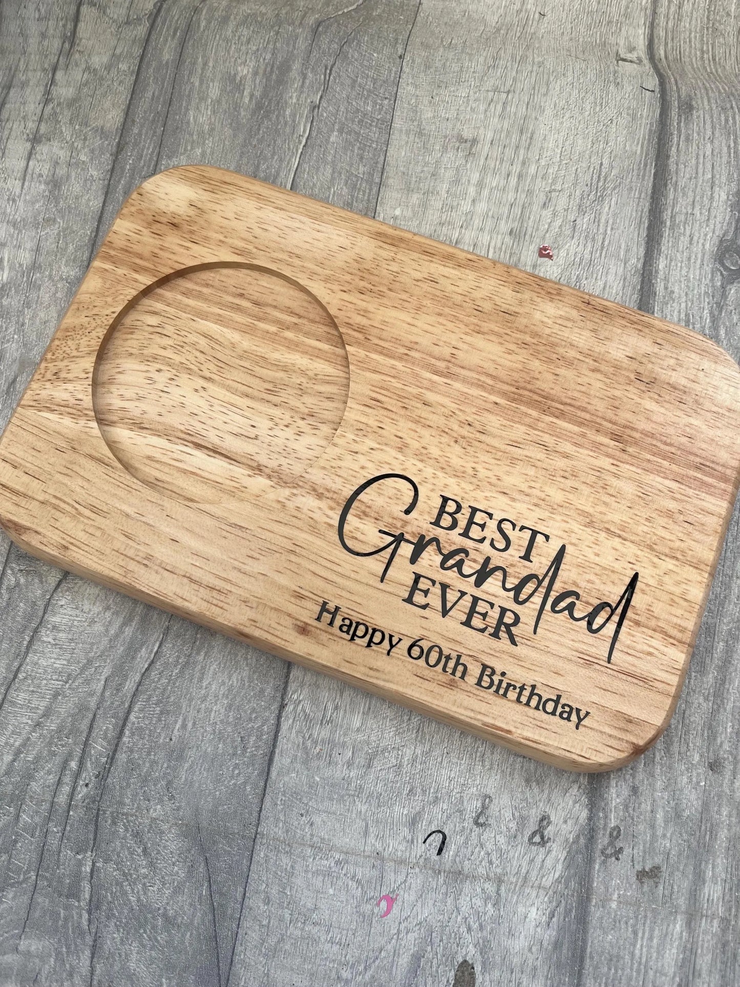 Grandad's Tea & Biscuits Tray, Personalised Tea Serving Board, Wooden Drink Tray, Gift for Grandad, Grandads Drink, Father’s Day Gift