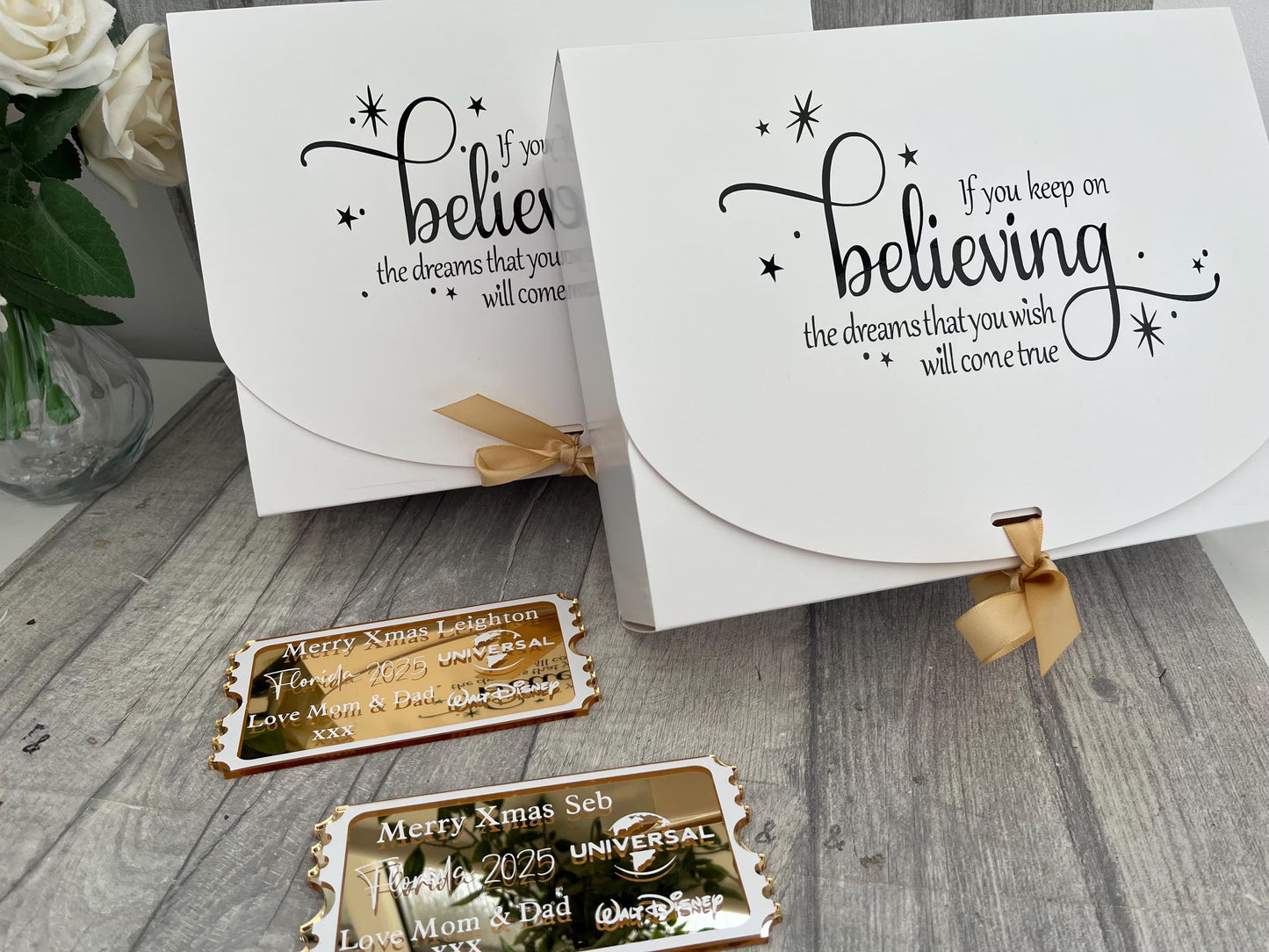 Personalised acrylic ticket, experience day ticket