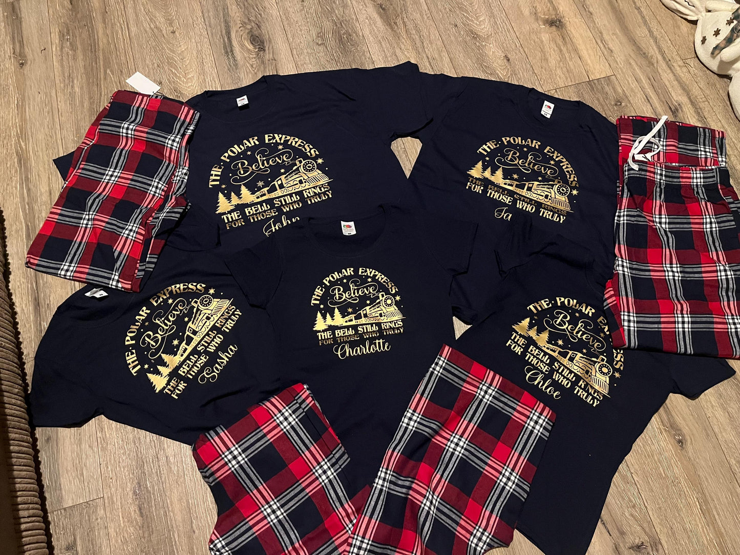Personalised Family Christmas Pyjamas, North Pole express Pyjamas, Christmas eve pyjamas.Polar express pyjamas