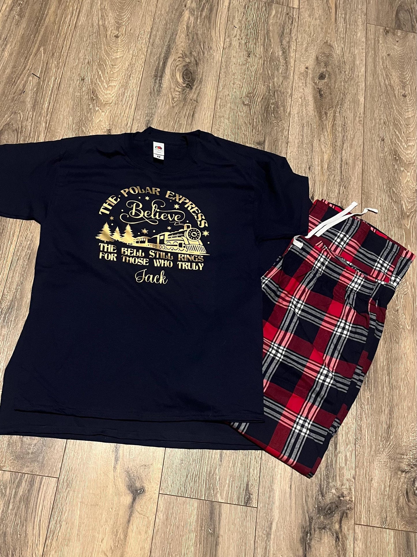 Personalised Family Christmas Pyjamas, North Pole express Pyjamas, Christmas eve pyjamas.Polar express pyjamas