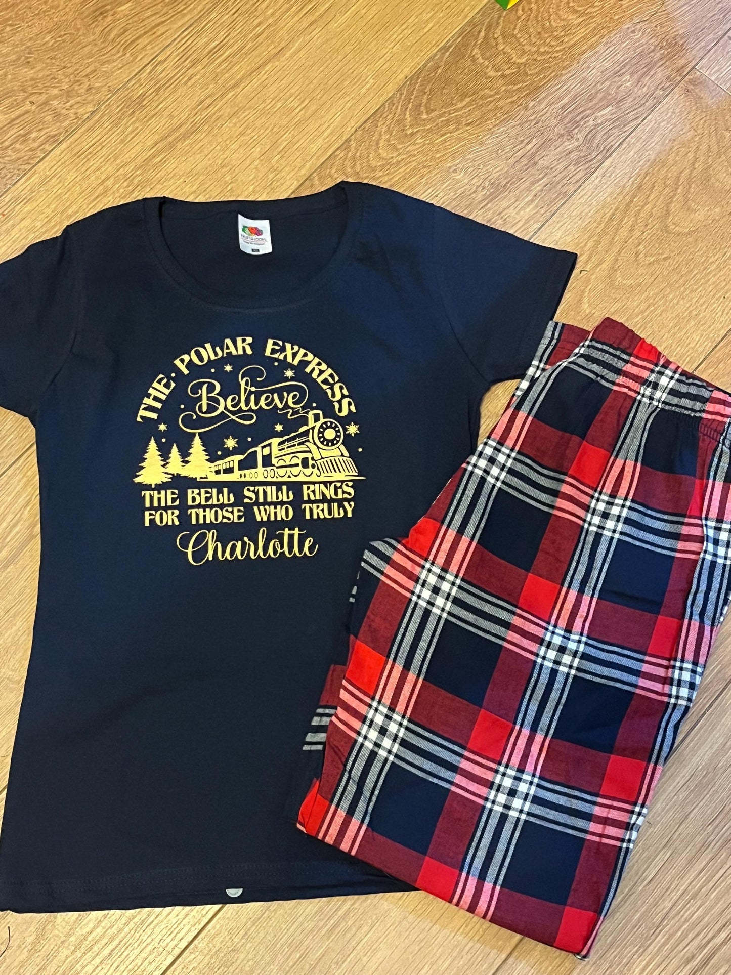 Personalised Family Christmas Pyjamas, North Pole express Pyjamas, Christmas eve pyjamas.Polar express pyjamas