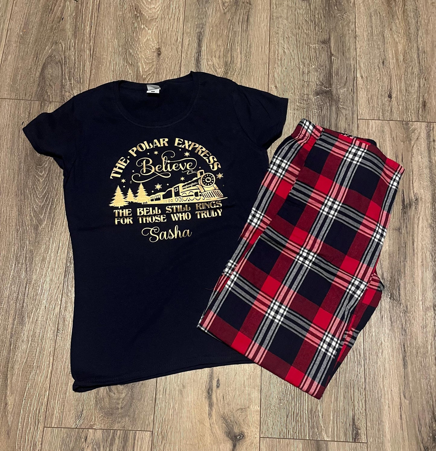 Personalised Family Christmas Pyjamas, North Pole express Pyjamas, Christmas eve pyjamas.Polar express pyjamas